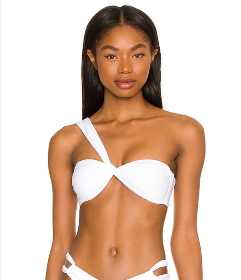 L*Space Mick Bikini Top in White Size XL One Shoulder NWT